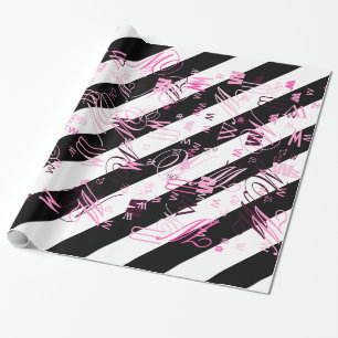 Black And White Half and Half graphic Wrapping Paper