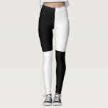Black and White Half and Half Leggings<br><div class="desc">Leggings in black and white half and half design.  Each leg is printed in alternating half black and half white.  Unique,  bold design.</div>