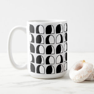 Black and White Half Circle Geometric Coffee Mug