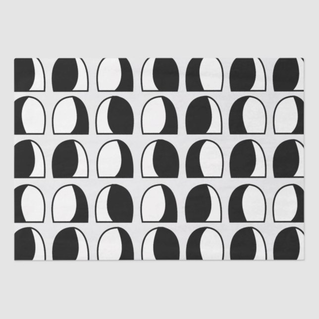 Black and White Half Circle Geometric  Tissue Paper (Front)