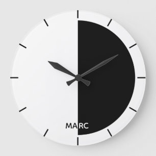 Black And White Half Circle Large Clock