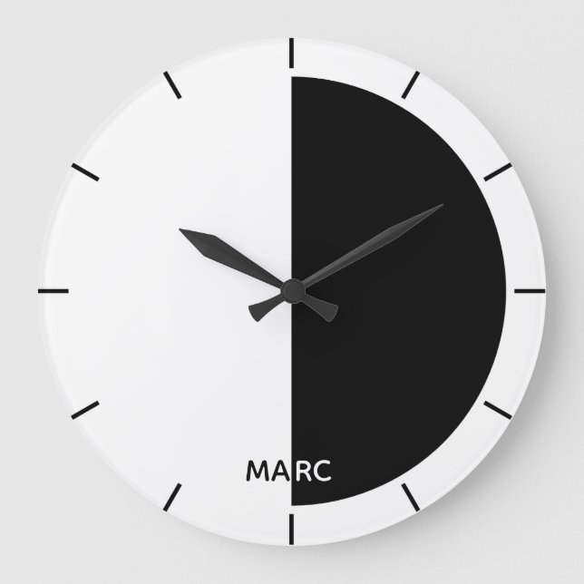 Black And White Half Circle Large Clock (Front)