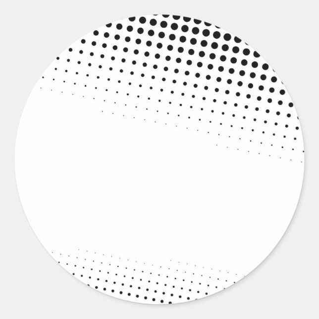 Black and White Halftone Dots Textured Classic Round Sticker (Front)