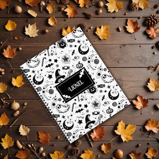 Black And White Halloween Bat Silhouette  Notebook (Creator Uploaded)