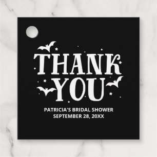 Black And White Halloween Bridal Shower Thank You Favour Tags