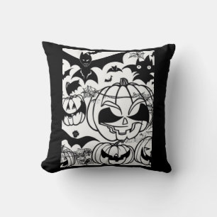 Black and white halloween cushion