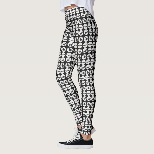 Black and White Halloween Design Leggings (Left)