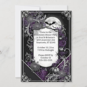 Black and White Halloween Party Invitation