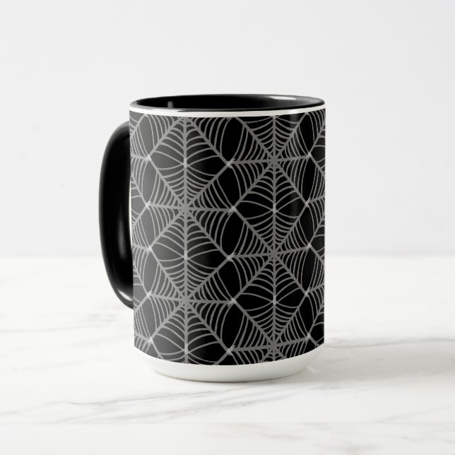 Black and White Halloween Spider Webs  Mug (Front Left)