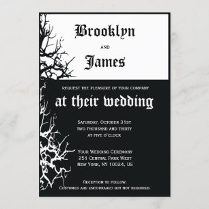 Black And White Halloween Wedding Invitations