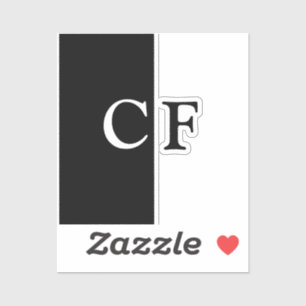 Black and white halves custom initials