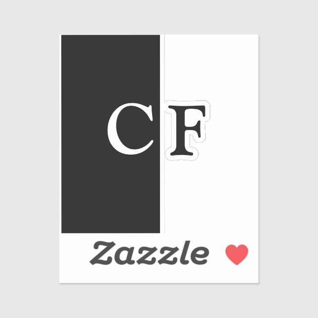 Black and white halves custom initials (Sheet)