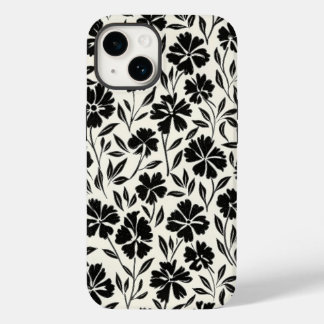 Black and White Hand Drawn Blooms Case-Mate iPhone 14 Case