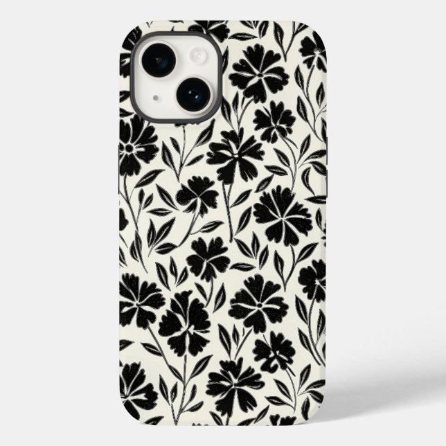 Black and White Hand Drawn Blooms Case-Mate iPhone Case (Back)