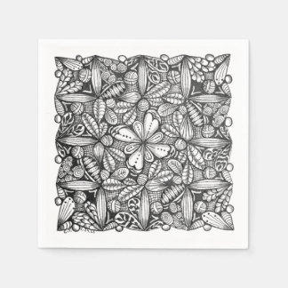 Black-and-White Hand-Drawn Doodle Napkin