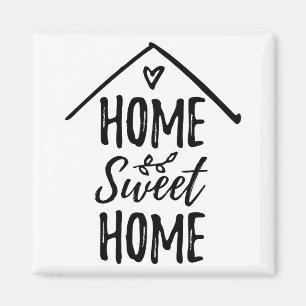 Black and White Hand drawn Home Sweet Home Quote Magnet