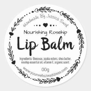 Black And White Hand Drawn Lip Balm Pot Labels