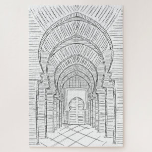 Black and White Hand-Drawn Morocco Jigsaw Puzzle