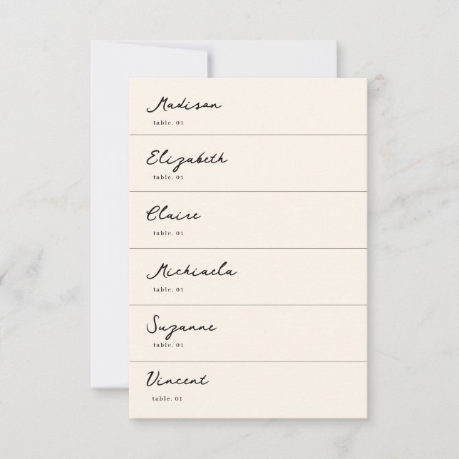 Black and White Hand Drawn Wedding Place Card DIY (Front)