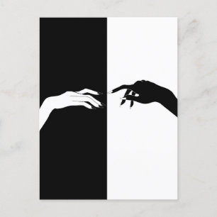 Black and White Hands Line Art Postcard