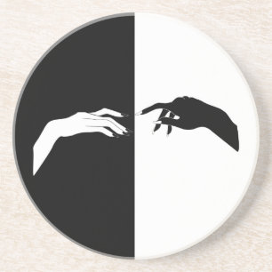 Black and White Hands Modern Line Art Coaster
