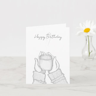 black and white hands with coffee on Note Card