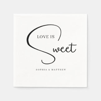 Black and White Handwritten Script Wedding Napkin