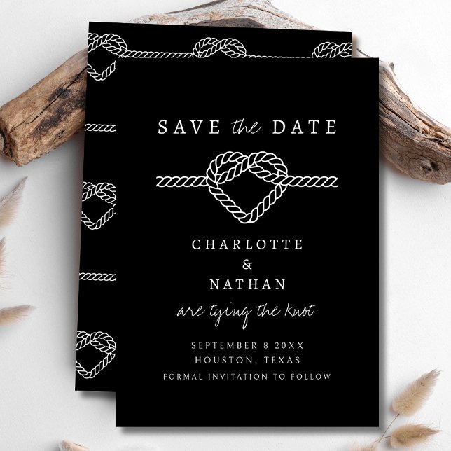 Black and White Handwritten Tying the Knot Wedding Save The Date (Creator Uploaded)
