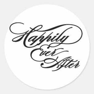 Black and white Happily Ever After sticker