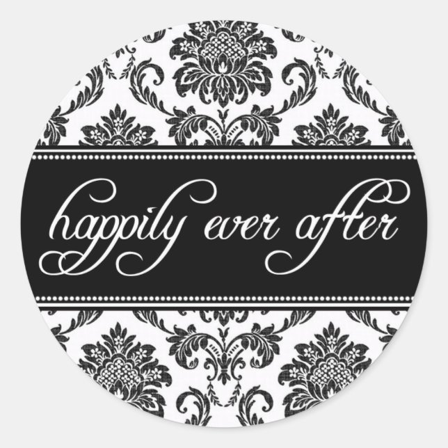 Black and White Happily Ever After Sticker (Front)