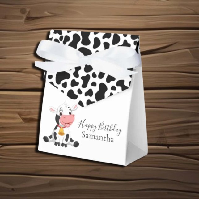 Black and white Happy Birthday Baby Cow Favour Box (Creator Uploaded)