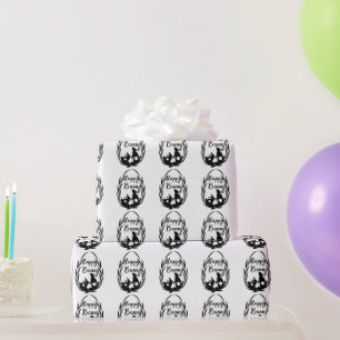 Black and White Happy Bunny Easter Wrapping Paper