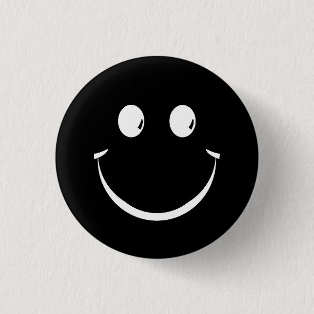 Black and White Happy Face Birthday Cute  3 Cm Round Badge (Front)