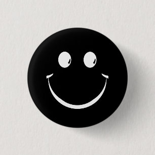 Black and White Happy Face Birthday Cute 3 Cm Round Badge