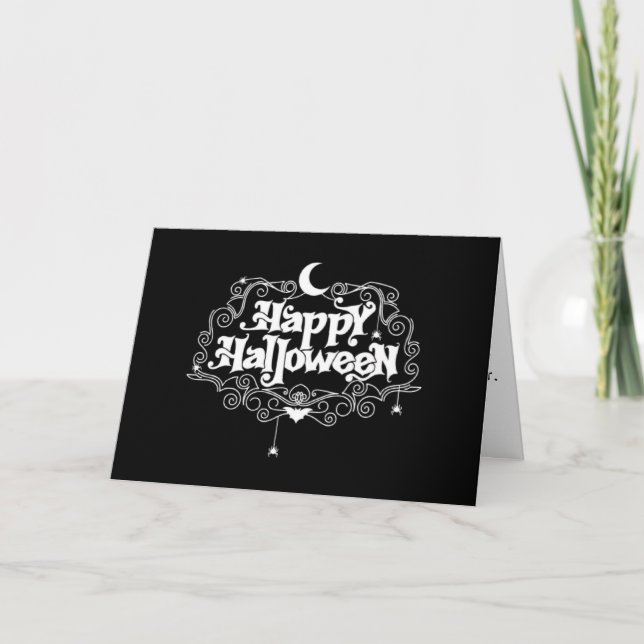 Black And White Happy Halloween Card (Front)