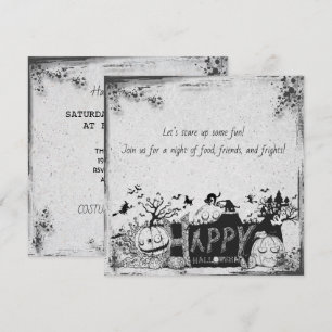 Black and White Happy Halloween Invitation