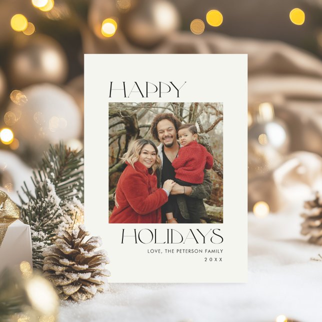Black and White Happy Holidays Photo Holiday Card (Creator Uploaded)