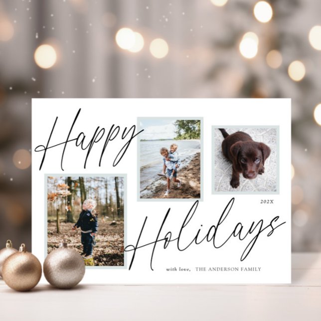 Black and White Happy Holidays Photo Holiday Card (Creator Uploaded)
