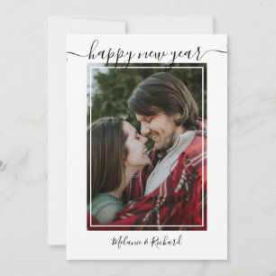 Black And White Happy New Year Custom Photo Holiday Card