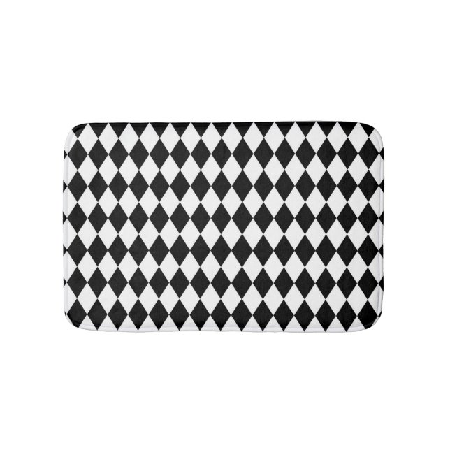 Black and White Harlequin Bath Mat (Front)