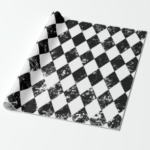 Black and White Harlequin Decoupage Poster Wrapping Paper