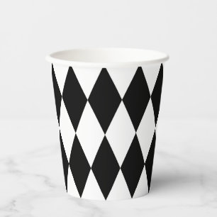 Black and White Harlequin Diamonds Paper Cups