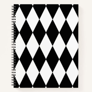 Black and White Harlequin Diamonds Pattern  Notebook