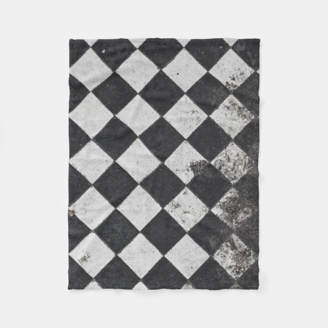 Black and white harlequin graphic fleece blanket (Front)