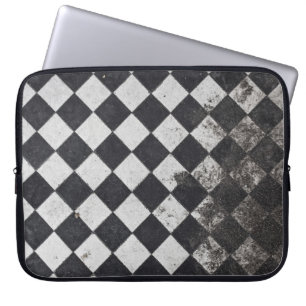 Black and white harlequin graphic laptop sleeve