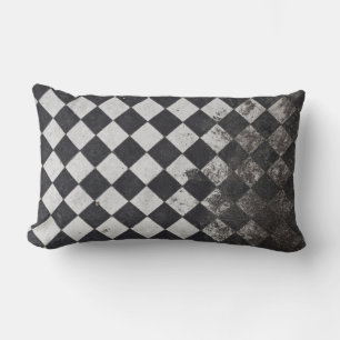 Black and white harlequin graphic lumbar cushion