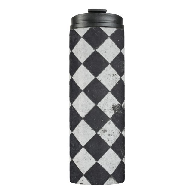 Black and white harlequin graphic thermal tumbler (Front)
