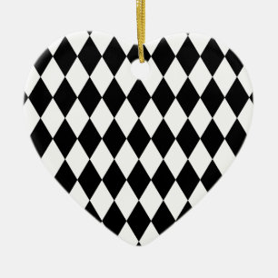 Black and White Harlequin Pattern Ceramic Tree Decoration