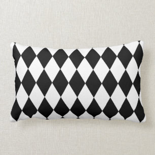 Black and White Harlequin Pattern Lumbar Cushion