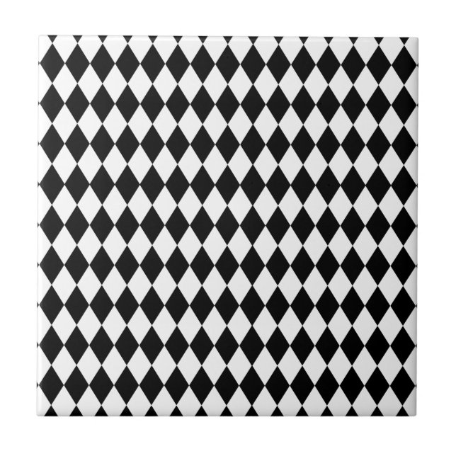 Black and White Harlequin Pattern Tile (Front)